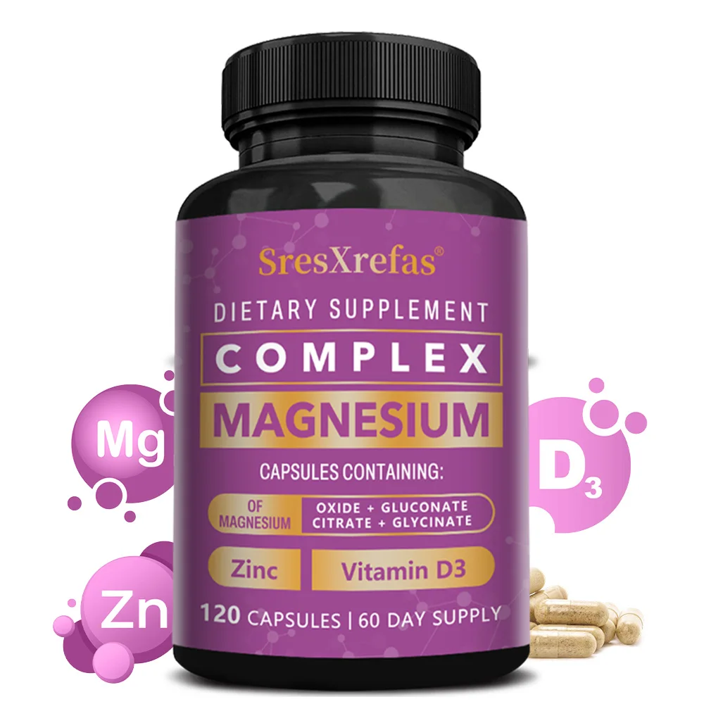 

Magnesium Complex Capsules, with Magnesium Oxide, Gluconate, Citrate & Glycinate, Supports Muscles, Nerves & Energy, Non-GMO