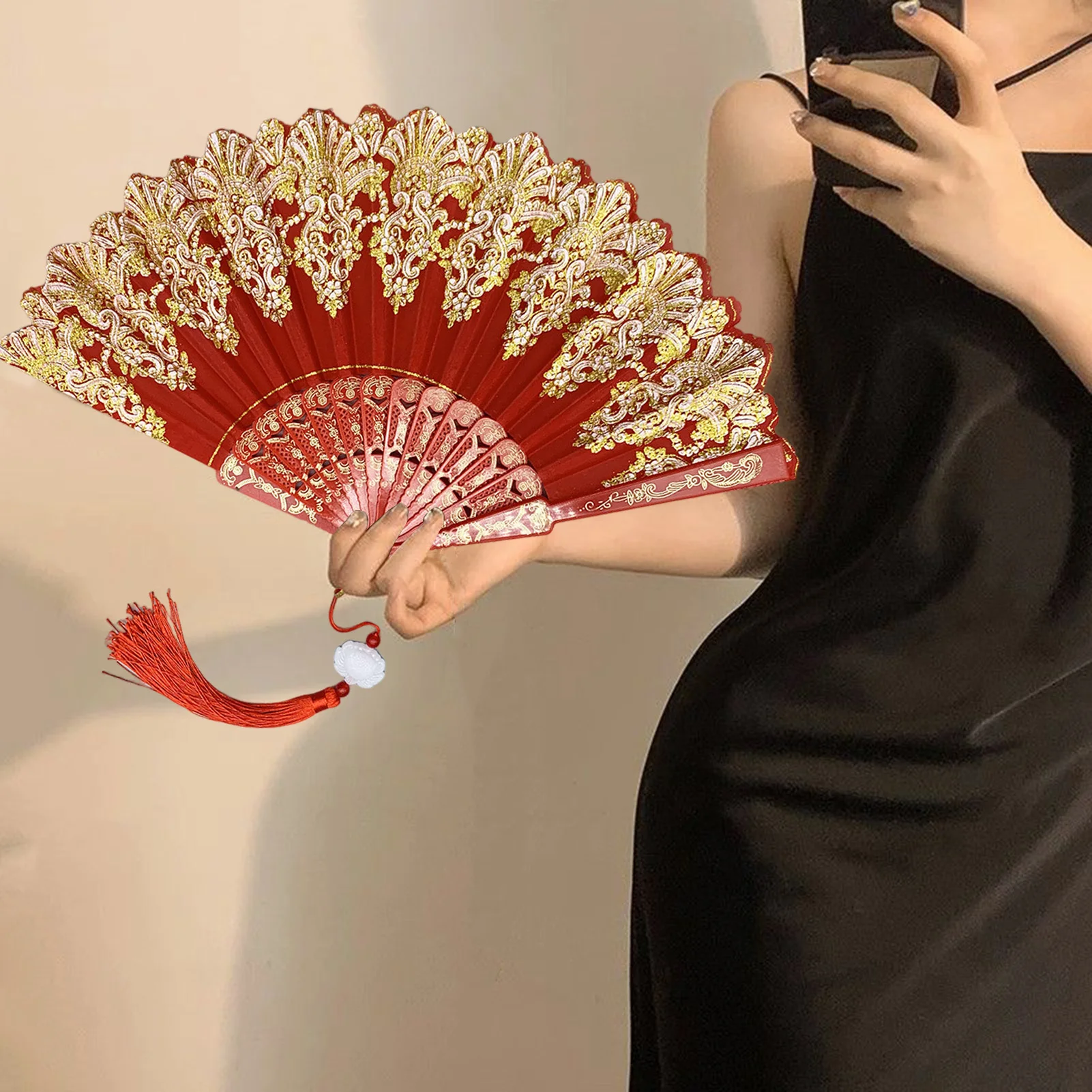 Chinese Style Vintage Silk Folding Fan Japanese Art Crafts Gift Home Decor Dance Hand Fan Handmade Room Decor Vintage Hand Fan