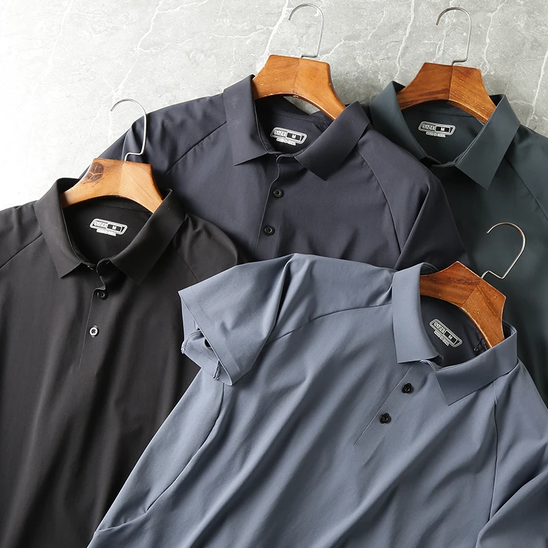Outdoor Men's Sporty Casual Seamless Glued Poloshirt Smooth Drape Short Sleeve T-shirt Standard Fit Business Casual Fashion U...