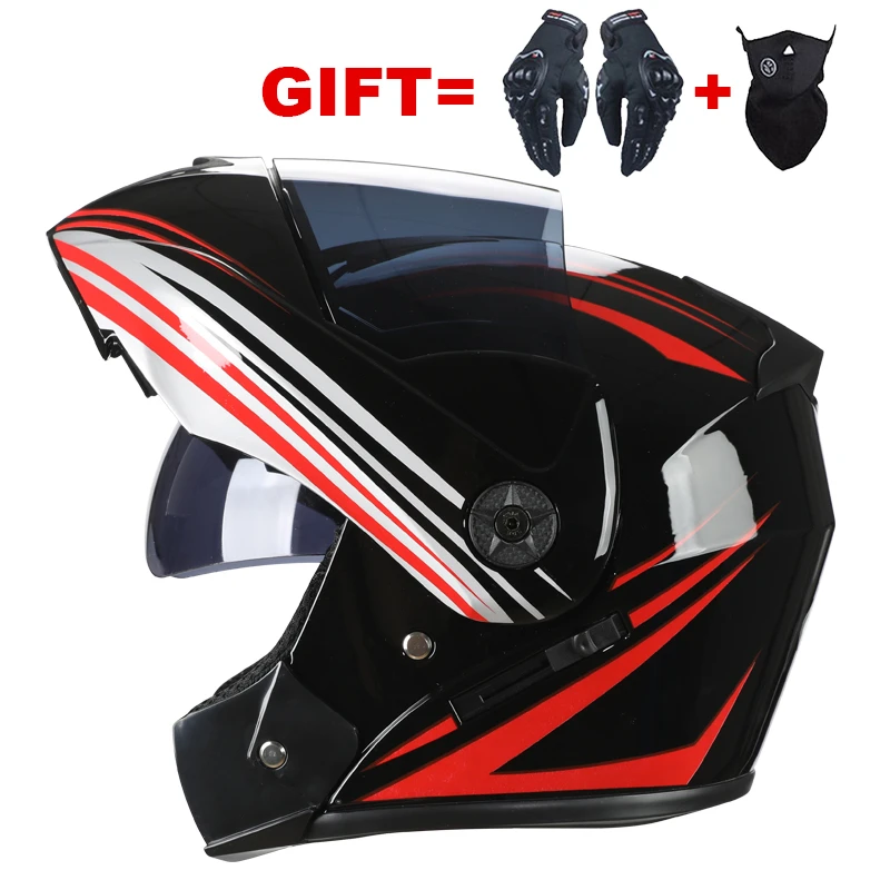 

2021 Flip Up Motorcycle Helmet Motorbike Modular Dual Lens Motocross Moto Helmet Crash Full Face Helmets Casco Moto Casque kids