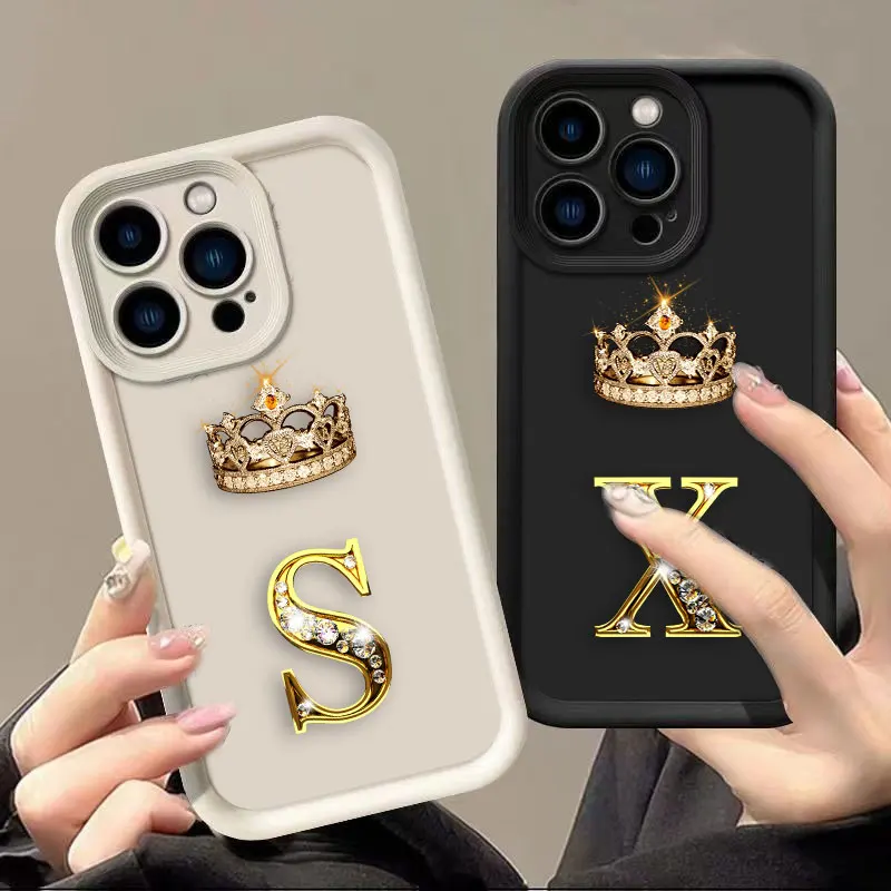 Crown Jewelry Letter S X V Phone Case For Infinix HOT 30I 40I 60 NOTE 12 G96 ZERO GT 10 20 30 40 50 50S 50X VIP Cover DIY Shell