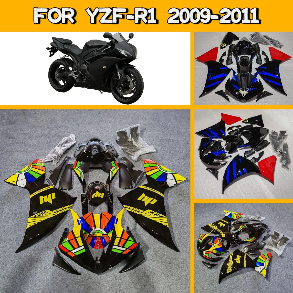 For 2009 2010 2011 Yamaha YZFR1 Fairing Kit Injection Molded Parts 09 10 11 YZF R1 Motorcycle Fairings Set