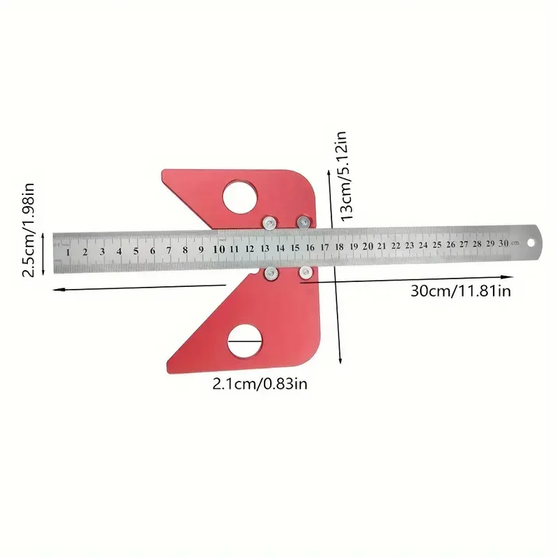 Imagem -06 - Center Finder Line Gauge Praça Escriba Régua Carpenter Angle Line Caliber Marcação Régua Ferramentas de Medição 45 Graus