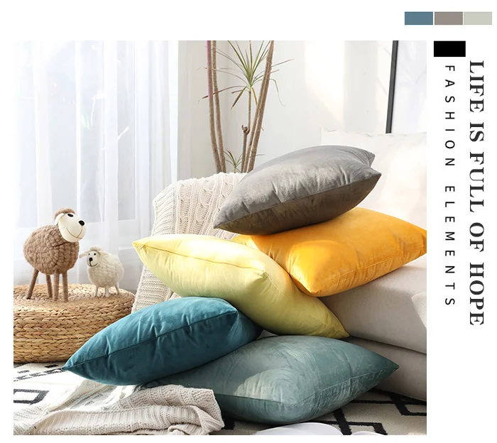 Samt-Kissenbezug, einfarbig, Dekokissenbezüge für Wohnzimmer, Sofa, dekoratives Kissen, Heimdekoration, Kissenbezug – Detail 7