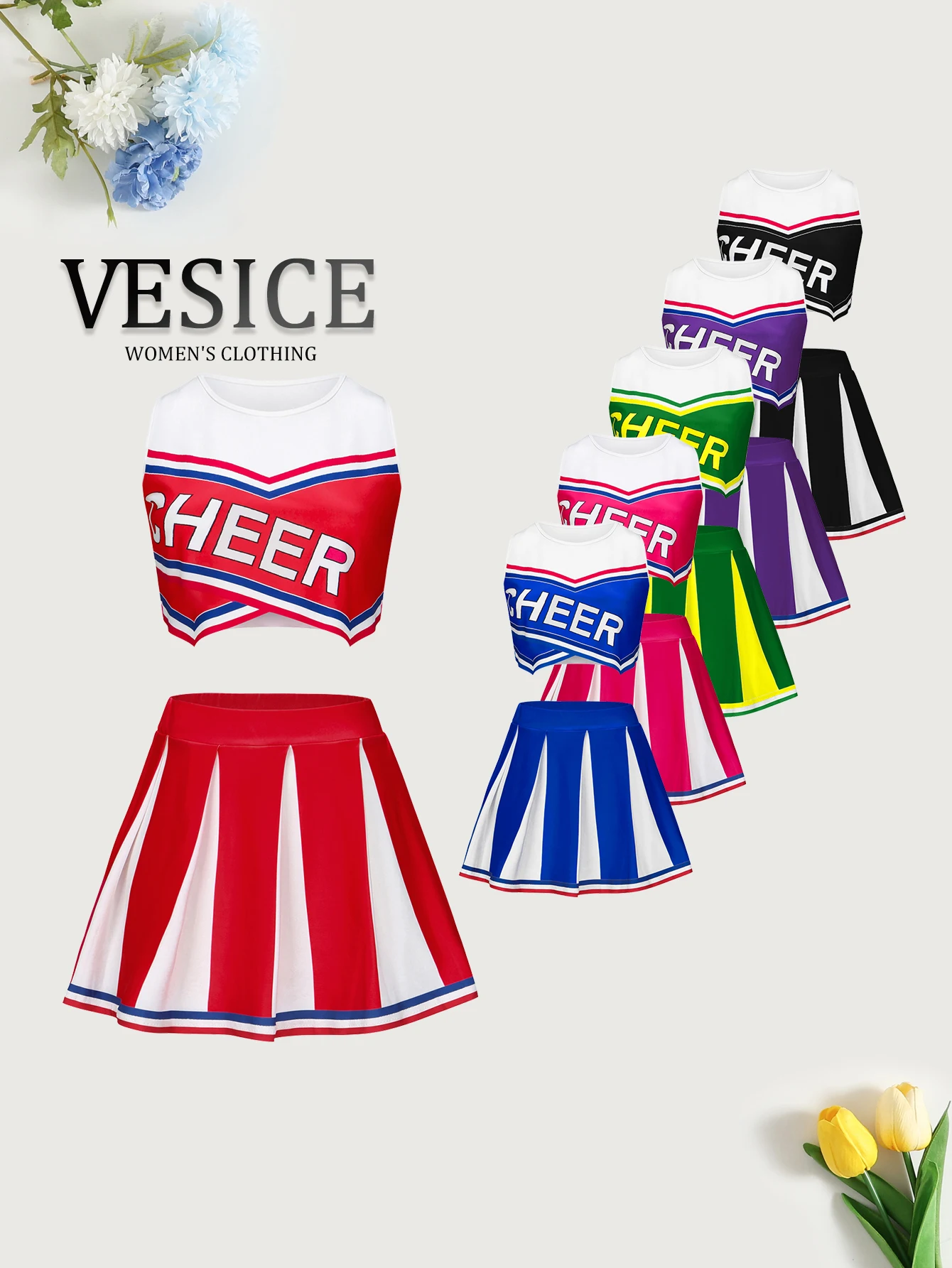 Cheerleading multi-color dress set, cute sports children's bob performance, girls' cheerleading uniform, back to school season