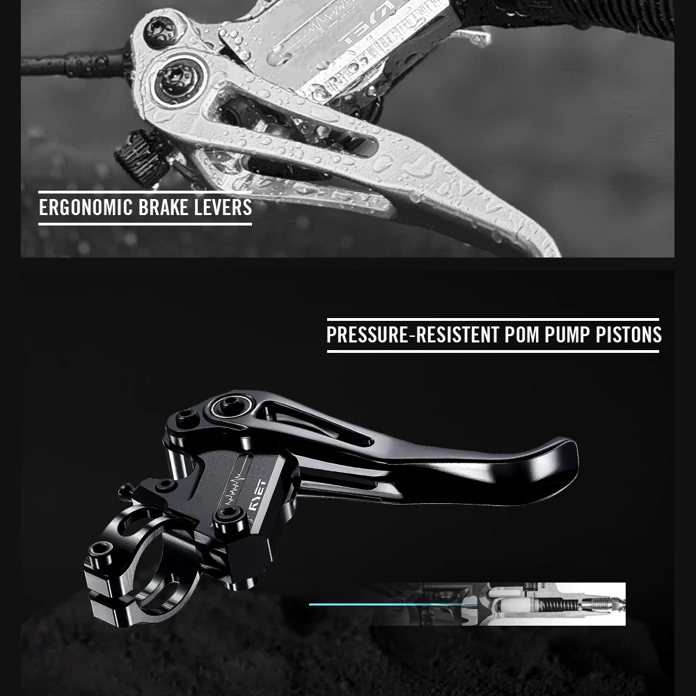 RYET M4 Hydraulische Bremse 4-Kolben-Bremssattel Mountainbike-Bremssatz für MTB XC/Trail/Enduro/DH mit 200-180mm Rotoren & Mineralöl – Detail 18