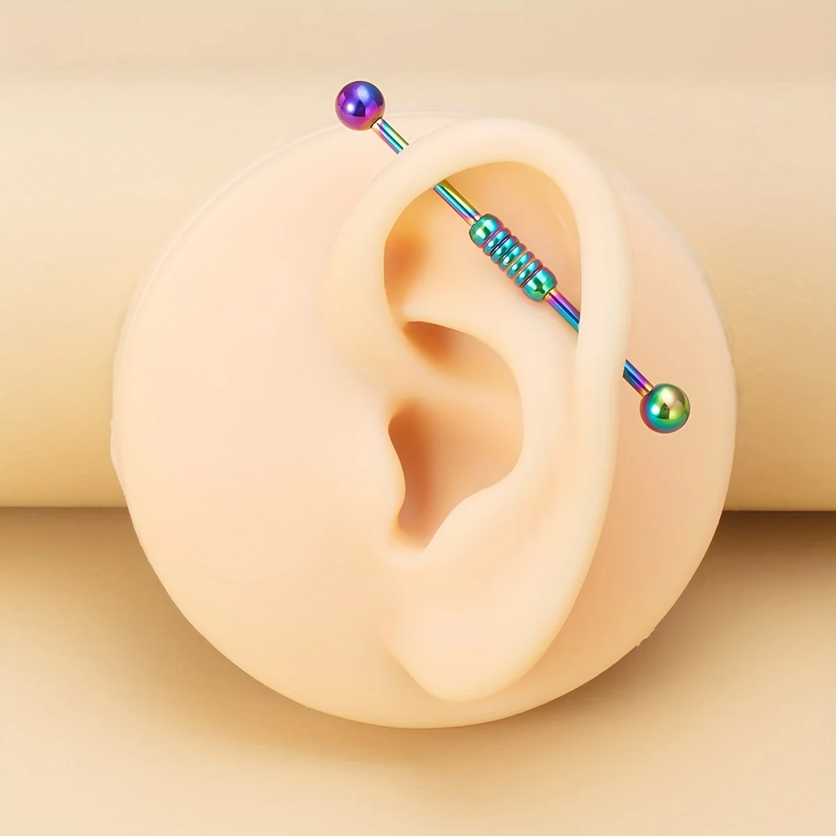 Stainless Steel Colorful Industrial Barbell Earrings, Arrow Screw Shape Straight Rod Pointed Ear Studs Body Piercing  Long Rod