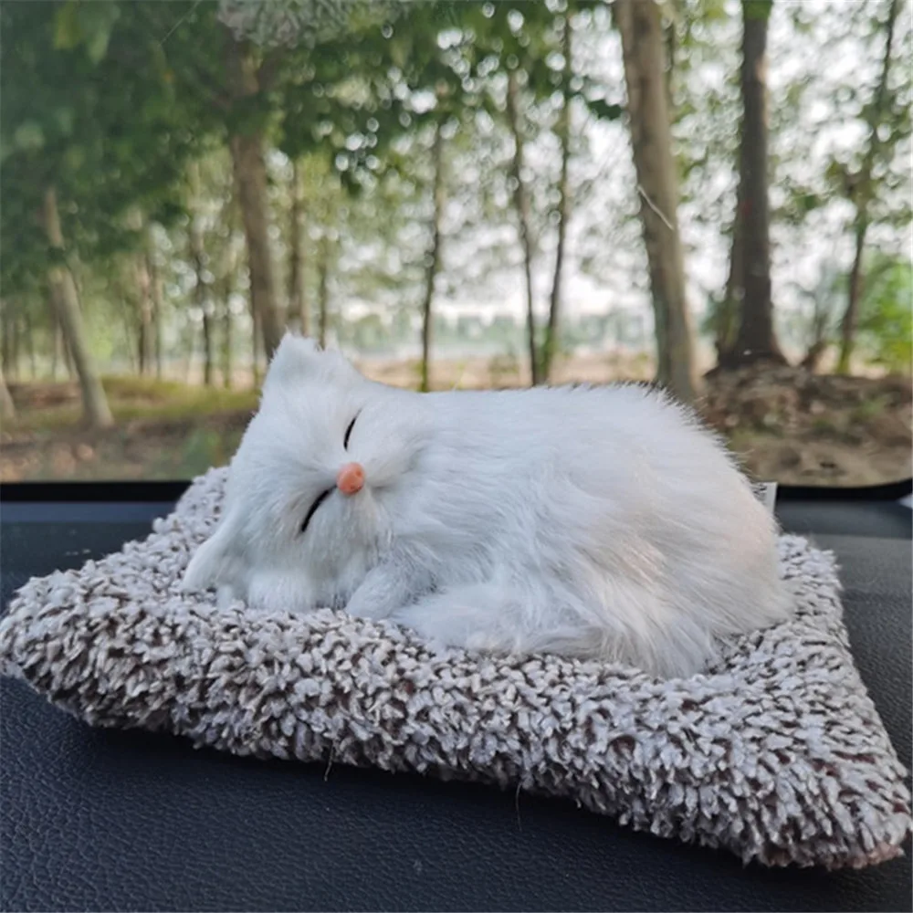 Car Dashboard Ornaments Cute Simulation Sleeping Cats Lovely Plush Kitten Doll Toy Children Gift Auto Interior Decor Accessories