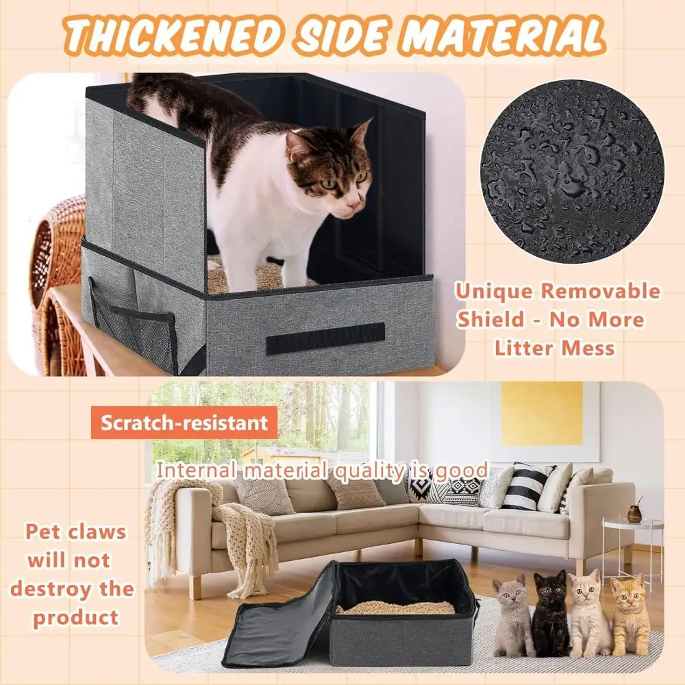 Portable Collapsible Cat Litter Box Leak-Proof Water-Resistant Travel Litter Box Kitty Litter Pan Car Travel