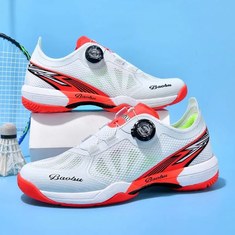 Original Brand Badminton Shoes Mesh Breathable Tennis Shoes Quick Lacing Indoor Court Shoe Hard-Wearing Table Tennis Shoe Unisex