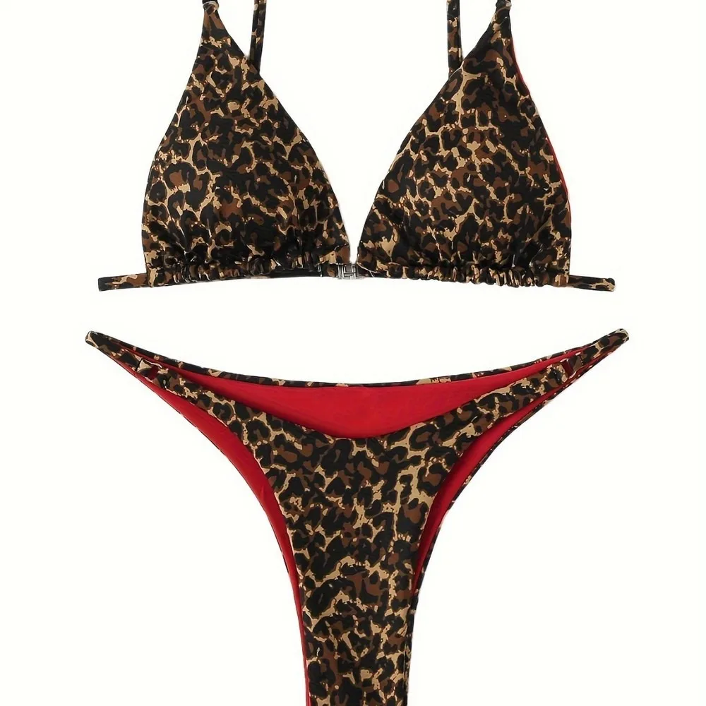 Sexy Leopard Print 3-Piece Bikini Set Swimwear Beachwear Women Tummy Control 76211 2 Pieces Tankini Swimsuits Women Biquinis Set