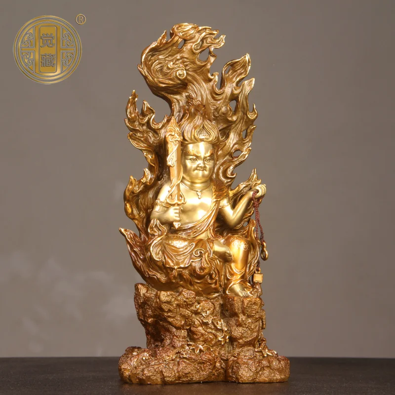 Brass Motionless Mingwang Buddha Statue Ornament, Zodiac Chicken Benming Buddha Tang Mi Buddha Statue Home Crafts