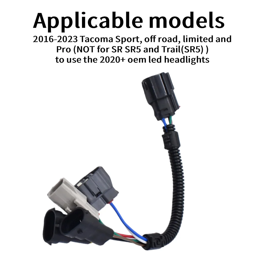 LED Headlight Conversion Harness For 2016-2023 Toyota Tacoma to Use 2020+ LED Headlights (Not for SR SR5)Headlamp Wire Harness