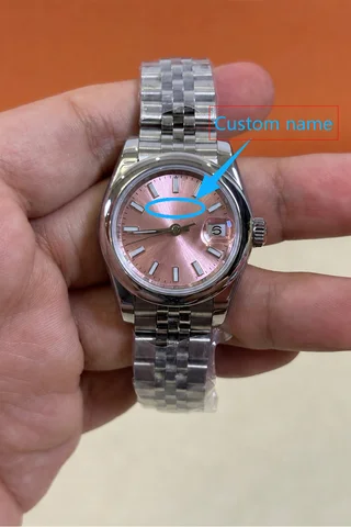 Customized 1:1 small 28mm size women's mini watch luxury brand business gold stainless steel ladies fashion mechanical watch
