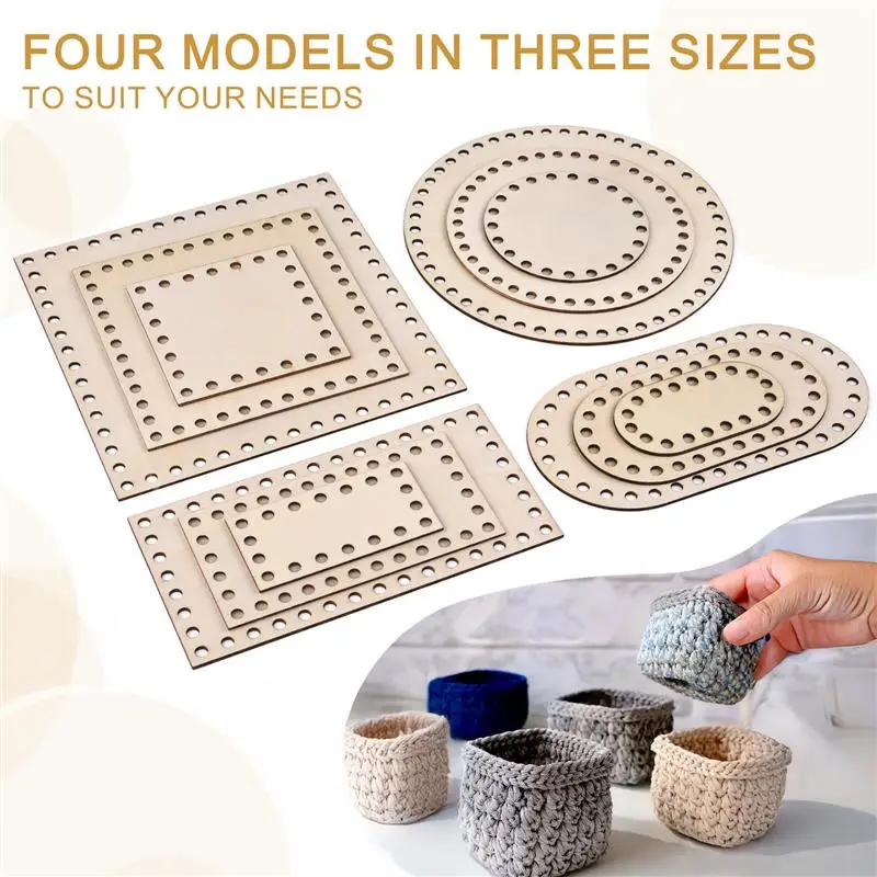 3pcs/Set DIY Basket Weaving Supplies Round Oval Solid Crochet Basket Wood Base Natural Wooden Basket Bottom For Craft Making