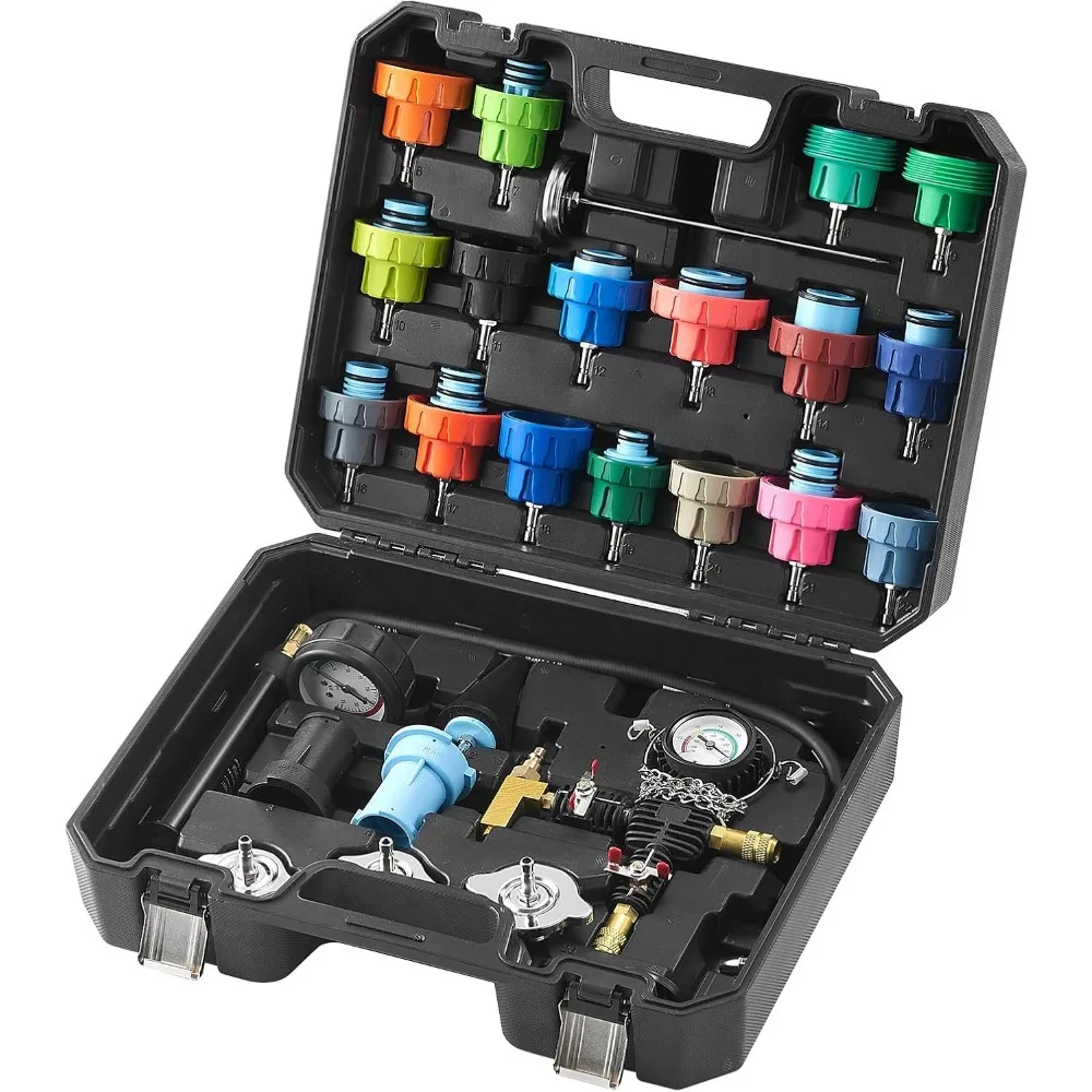 طقم اختبار ضغط المبرد العالمي مكون من 28 قطعة مع مضخة يدوية وأغطية مرمزة بالألوان لاختبار المبرد #1