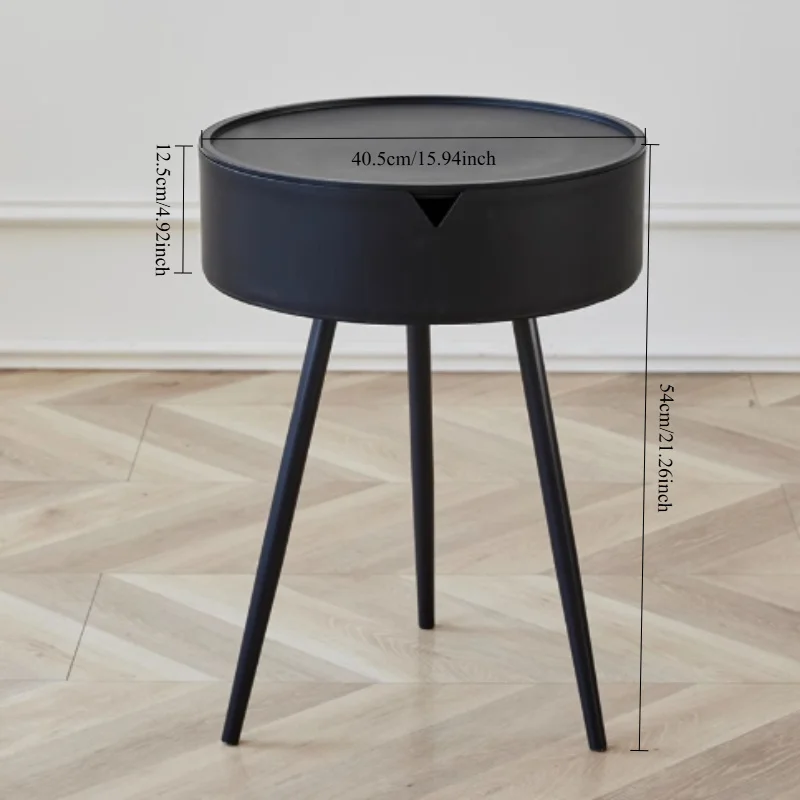 Round Nightstand with Storage - Bedside Table for Bedroom, Small Side Table for Living Room/Balcony image 5