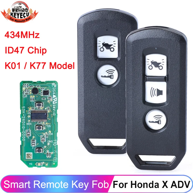 KEYECU Keyless Remote Key Fob 434MHz ID47 For Honda K35V3 ADV SH 150 Forza 750 300 125 PCX150 2017 2018 2019 Motorcycle Scooter