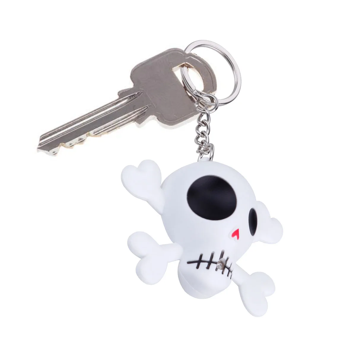 

4pcs Glowing Skull Keychain Halloween Themed Key Ring Black Gift Bag Ornament Creative Accessory Novelty Item