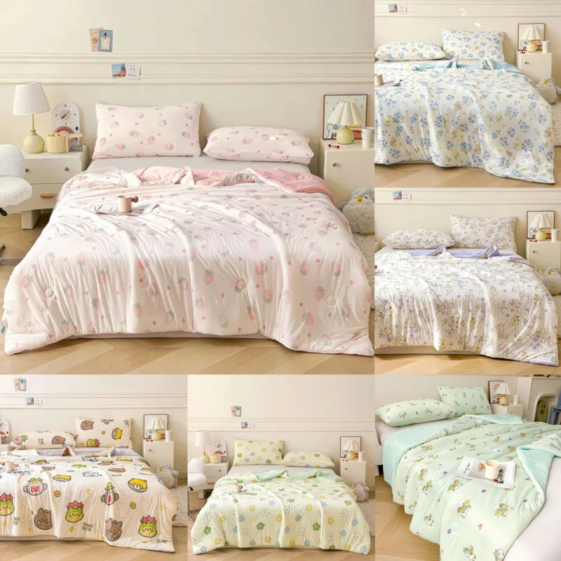 

Y2K Ice Silk Cooling Blanket Double Sided Lightweight 4 Season Quilt Soft Breathable AC Comforter Washable Thin Bedding Gift New