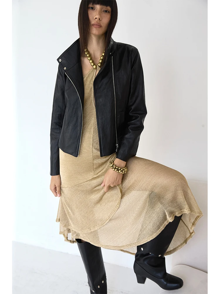 Ultra macio e confortável retro sle biker jaet cintura cinched oulder ajuste textura do plutônio proteína couro feminino casaco faion