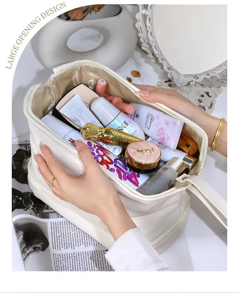 Doppels ch ichten schwarze Mesh Kosmetik tasche Reise tragbare große Kapazität Make-up Fall Organizer Aufbewahrung beutel Reiß verschluss Kultur beutel – Detail 24