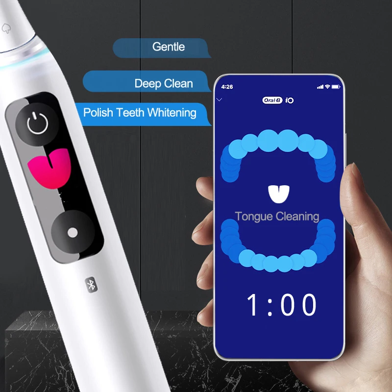 Oral B iO Series 9 3D Smart Electric Toothbrush Pressure Sensor Visible Timer AI Tracking Brush 7 Modes with Charge Travel Case