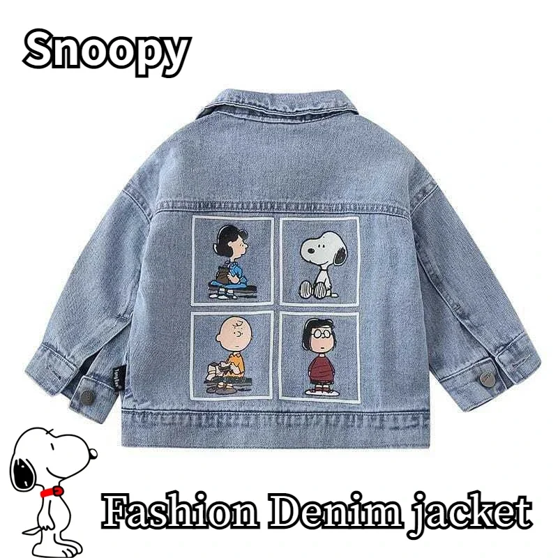 Snoopy Denim Jacket Children's Fashion Coats Autumn Winter Boys Girls Clothes Casual Outerwear Kids Cartoon Jean Jackets Coat