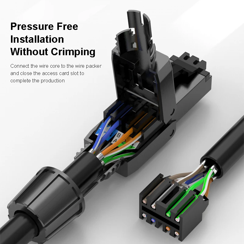 ONTi RJ45 8P8C Unshield Shielded Field Connector - RJ45 Termination Plug for Cat.6/6A/7 23AWG Solid Installation Cable