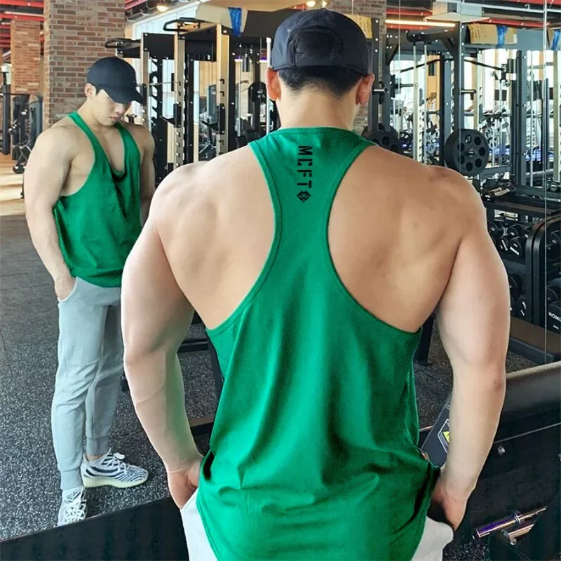 Men Mesh Stringer Tank Top Summer Comfort Gym Vest Breathable Sleeveless Singlet For Running Fitness Bodybuilding Outdoor Sports