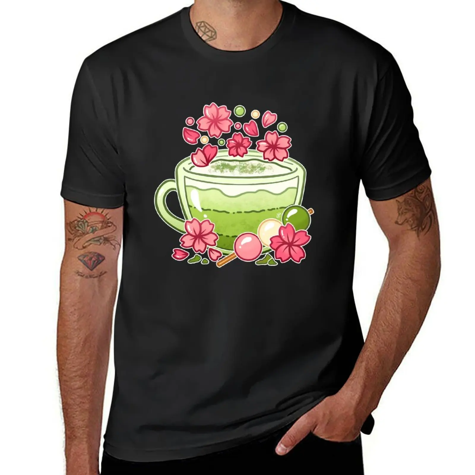 Sakura Matcha Tea T-Shirt customs customizeds Men's t-shirts