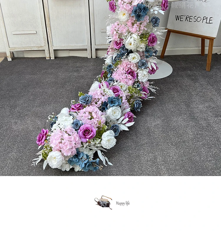 Künstlicher Rosen-Bodenläufer 5D Hochzeits-Hintergrund-Dekoration Event-Tisch-Mittelstücke Blumenreihe Arrangement Party-Dekor-Requisiten – Detail 13