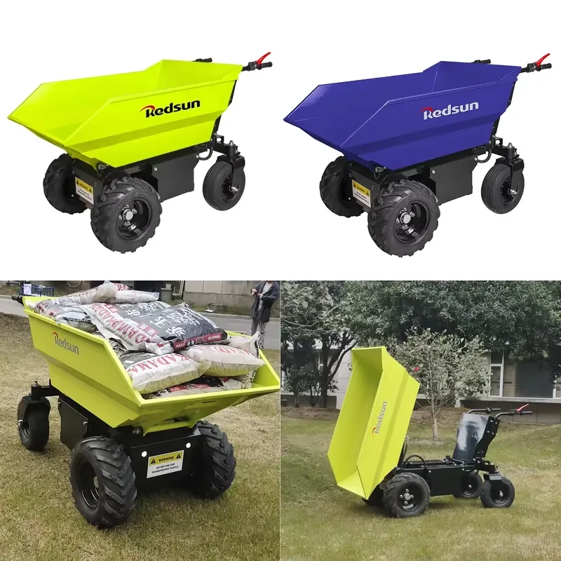 2026 CE 600kg Capacity Battery Powered Wheelbarrow (Mini Dumper) Lead Acid Battery Engine Auto-Dumping Steel Wheel Loader OEM