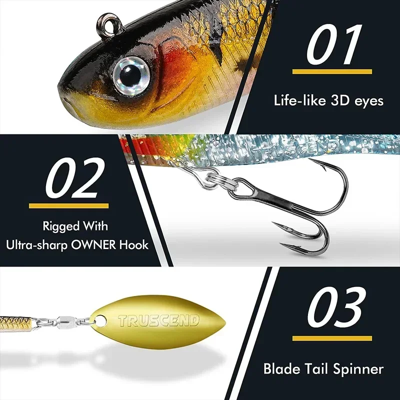 140mm 48g Sinking Rotating sequin Soft Lures with Leaded Head Saltwater for Megabass Perch Silicone Bait Jigs Hook Fishing Lure