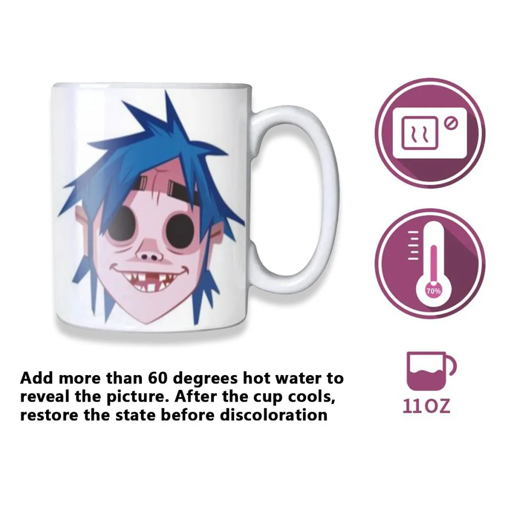 Retro Music Gorillaz New Creative Color Changing Mug Ceramic Coffee Milk Tea Cup Gifts Free shipping