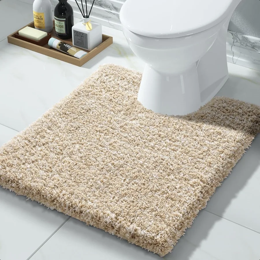 

Коврики для унитаза Коврики для ванной U-образные контурные коврики из микрофибры 24x20 Светло-бежевые и белые