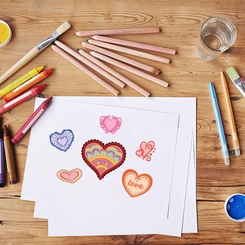 1pc Heart Clear Stamps, Love Words Silicone Stamps Valentines Love Hearts Background Rubber Stamps Transparent PVC Plastic Stamp