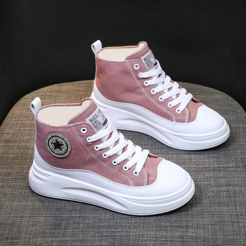 Calzature Scarpe corte nere da donna Piattaforma alta Stivaletti femminili rosa Sneakers robuste Stivaletti Sport Inverno 2024 Novità Pu