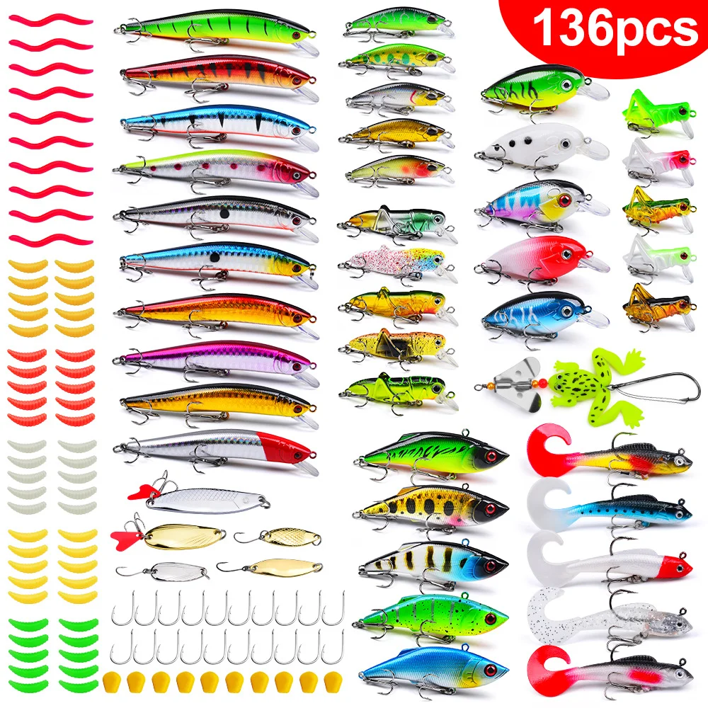 

Luya bait set simulation Luya fake bait package lead fish metal sequin fish hook soft bait Luya set
