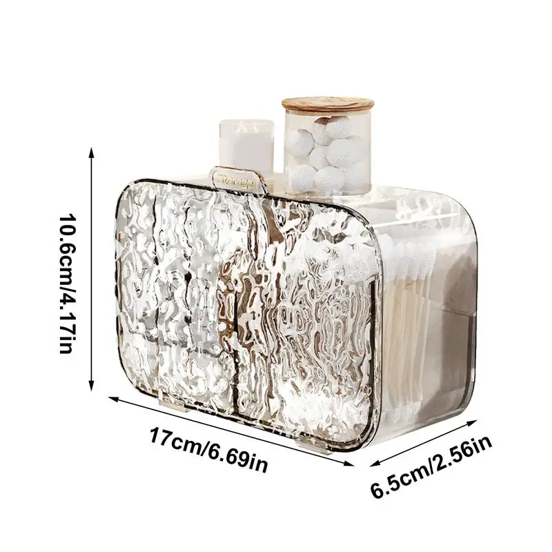 Supporto per tampone di cotone con increspature d\'acqua supporto per rossetto traslucido senza trapano portaoggetti per vanità scatola portaoggetti