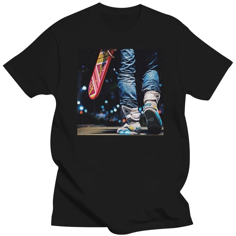 Back to the future White T-Shirt Size S-XXXL 80s Marty McFly Hoverboard Air Mag New Fashion Cool Casual T Shirts