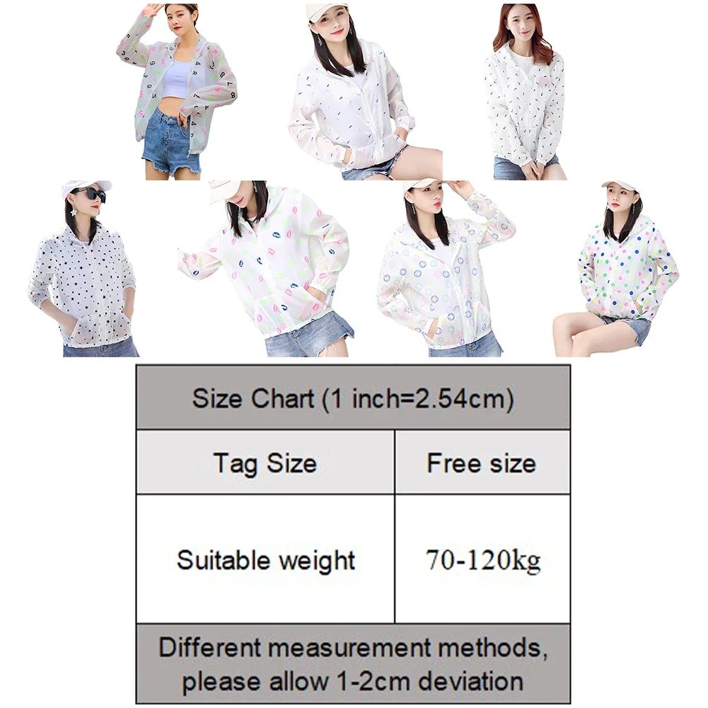 Womens Sun Protection Clothing Printed Transparent Light Jacket Sports Jacket