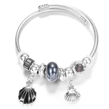 全新潮流INS風不鏽鋼四色手鍊,貝殼彩繪吊飾串珠手鐲,女士手鍊飾品 10 最佳銷售 潘朵拉手鐲 - №4