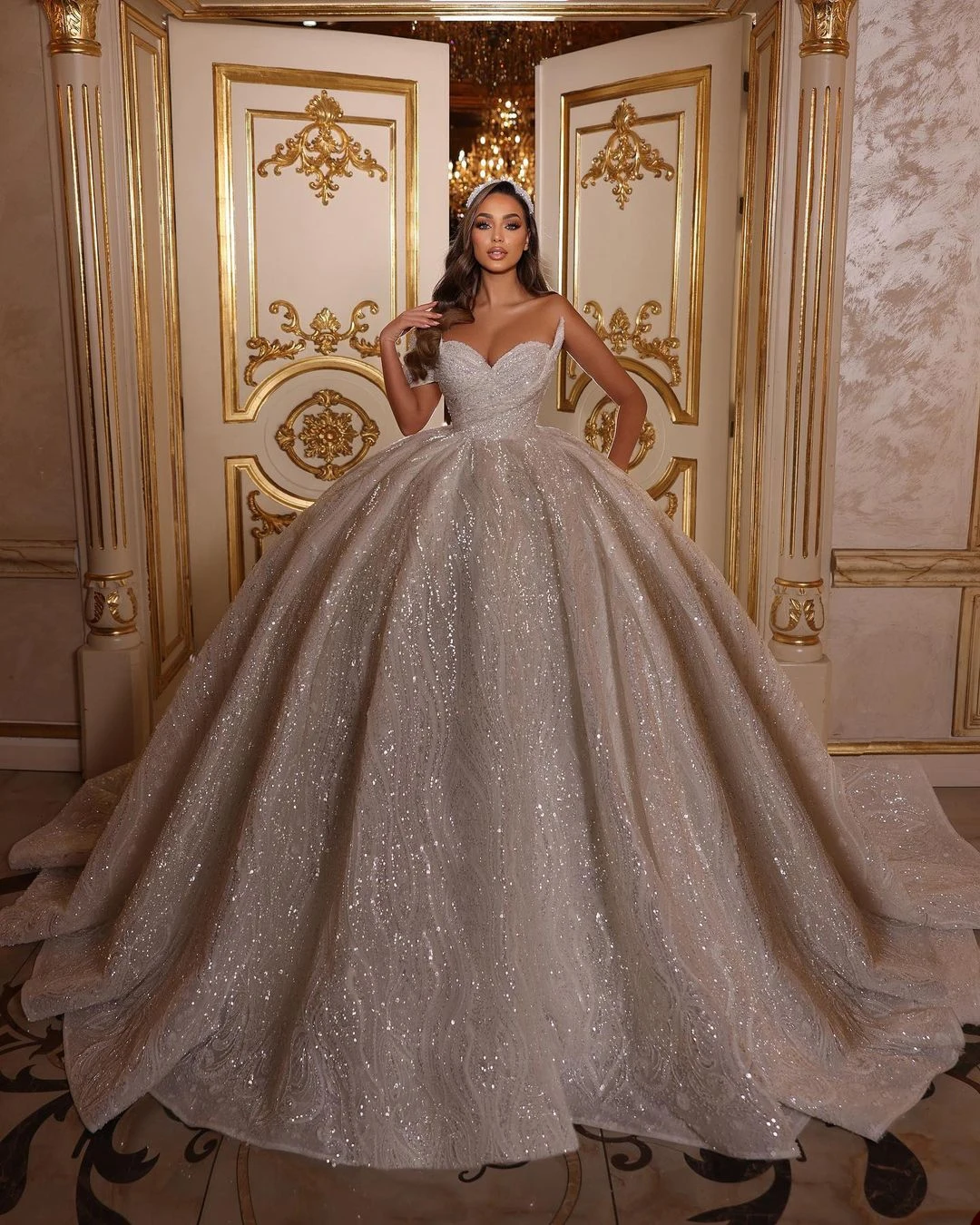 

Luxury Dubai Arabic Wedding Dresses For Women Ruched Sweetheart One Shoulder Sequins Bridal Gowns Princess Vestido De Novia 2024