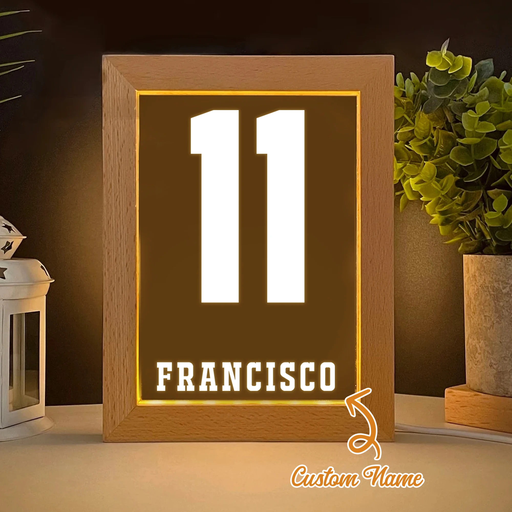 

Personalized Jersey Name Number LED Night View Photo Frame Custom Gift Family Living Room Bedroom Dining Room Home Decoration