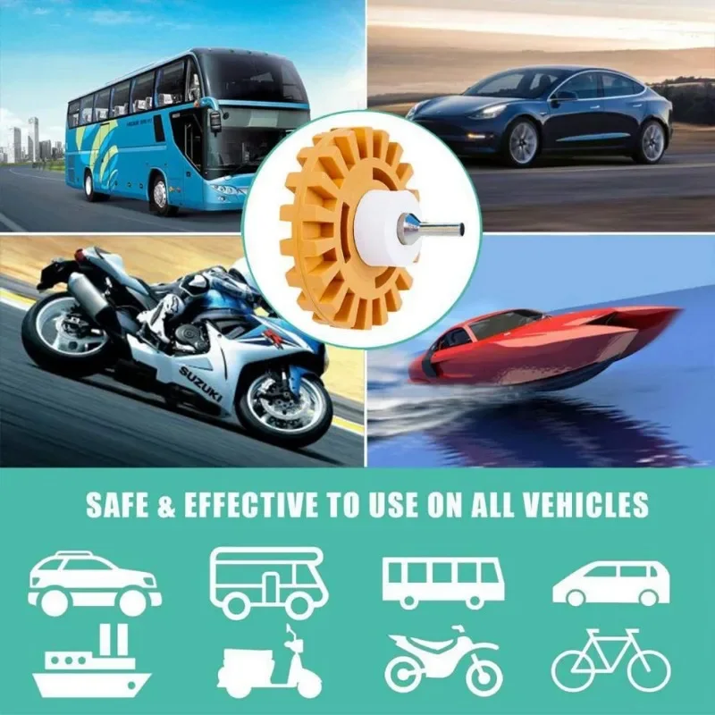 Car Eraser Wheel Adhesive Remover Rubber Wheel, Smooth Power Drill Adapter, Paint Repair Rubber Vinyl Decals Removal Tool