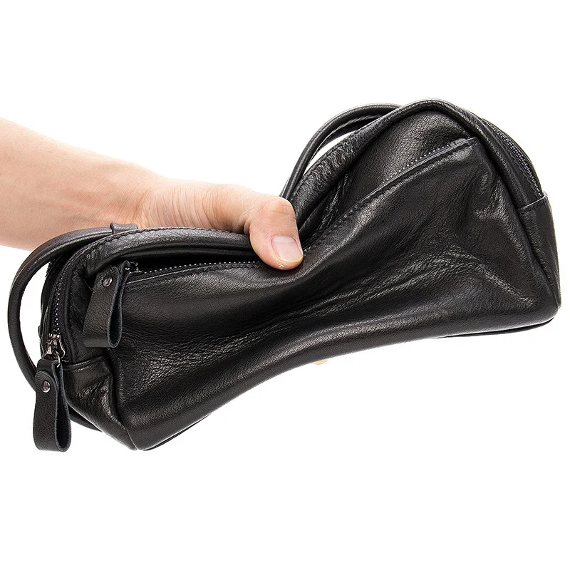 Luufan-Bolso de mano de cuero genuino para hombre, Cartera de gran capacidad para teléfono móvil, de negocios, largo