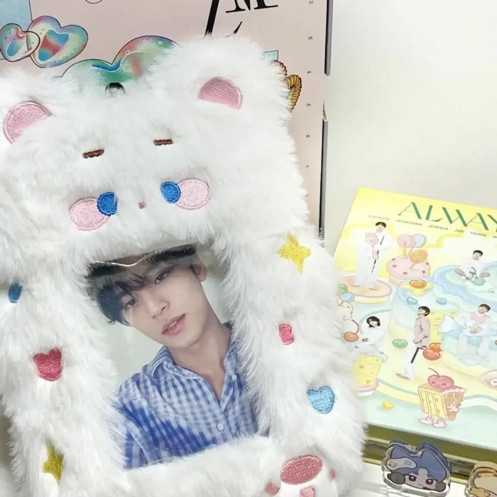 Cute Plush Photocard Case Cartoon Student Card Holder Cartoon Fox Photocard Case Idol Photos Protective Cover Bag Keychain