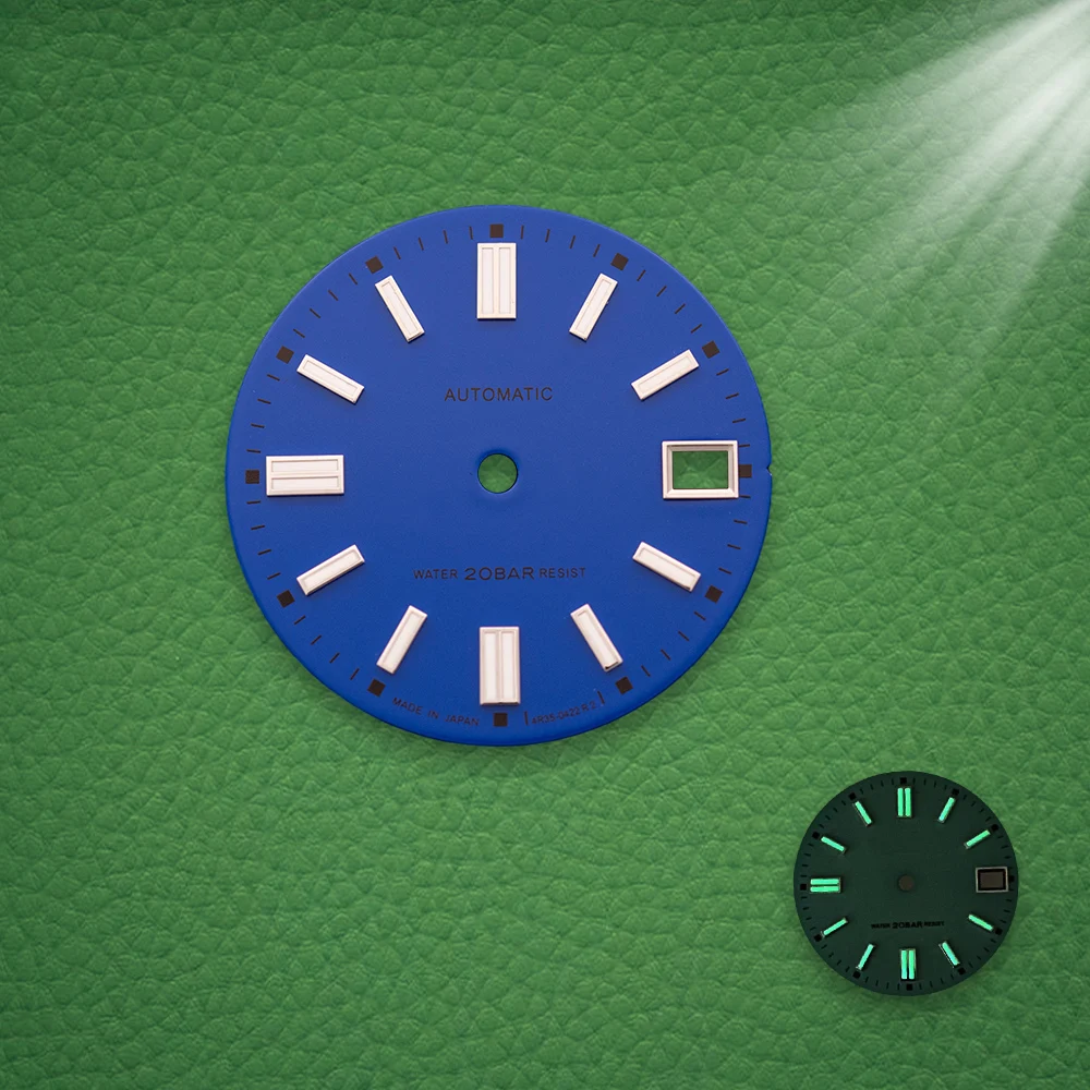 S Logo Dial 28.5mm Matte dial NH35 Dial No calendar dial Fit NH35/NH36/7S Green Luminous Movement Watch Modification Accessories view 5