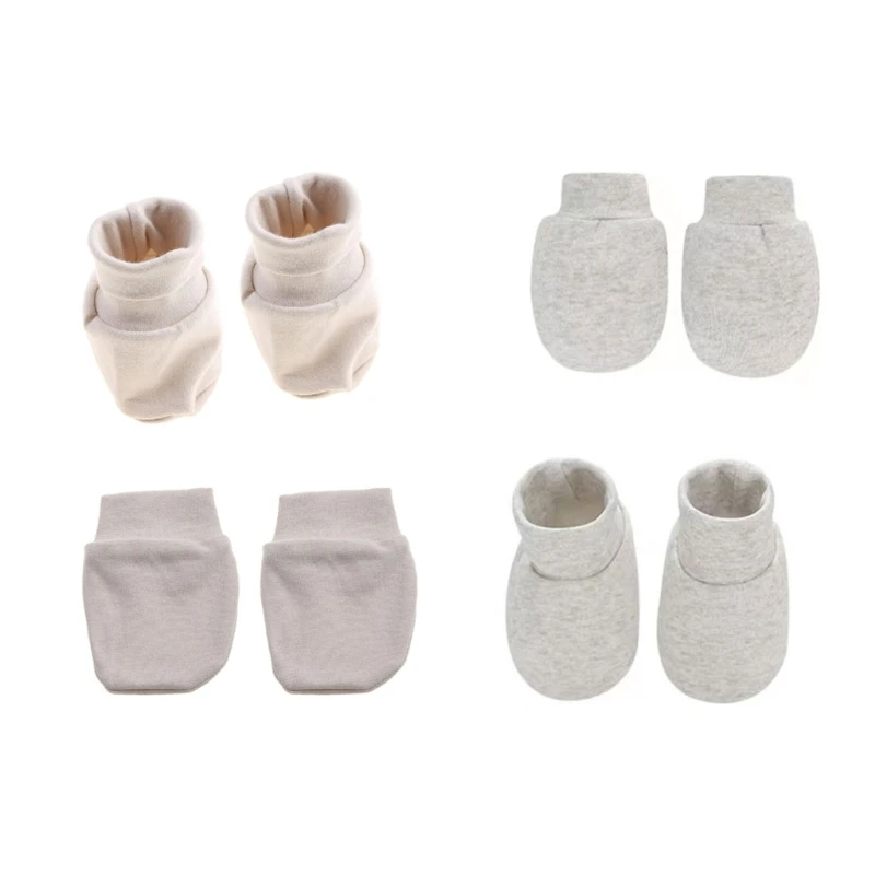 

2 Pairs Face for Protection Soft Cotton Hands Ankle Socks No Scratch Mittens Socks Set Anti Scratching Gloves Foot Drop shipping